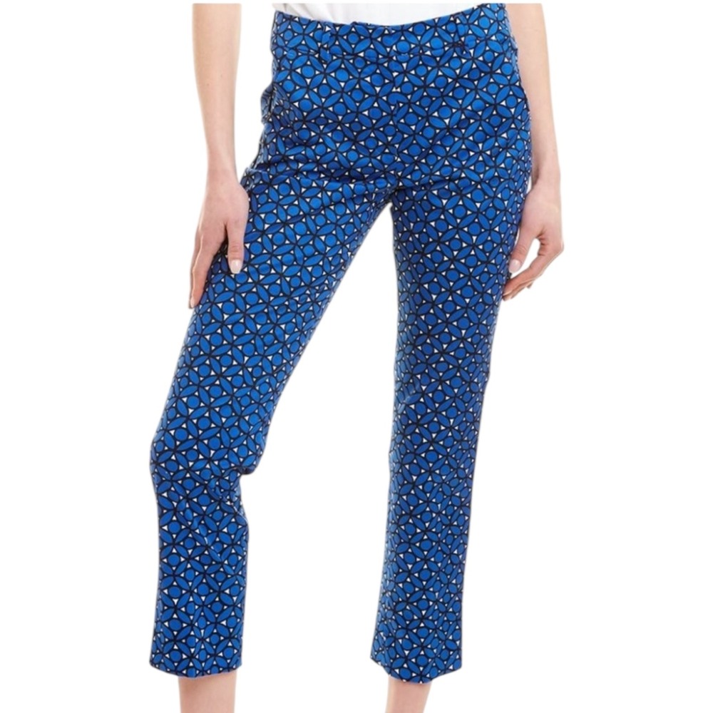 Weekend Max Mara Blue Geometric Cigarette Cropped Pants‎ Size 32 US 10 Designer